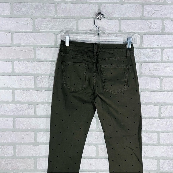 Current/Elliott The Easy Stiletto Rolled Hem Rural Green Polka Dot Jeans Size 23 - Picture 9 of 11